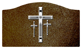 DASHELL-517-SL-SH-BR Silver 3 Crosses Shimmer Brown Background